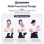 StarAndDaisy Baby Carrier for 0 to 3 Year Baby/Baby Carrier with 9-in-1 Adjustable/Baby & Toddler Carrier Sling with Hip Seat/Large Storage & Phone Pocket (Blue) - Fast Shipping to USA & Canada - Image 4