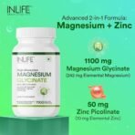 INLIFE Magnesium Glycinate 1100mg with Zinc - 120 Capsules - Fast Shipping to USA & Canada - Image 4