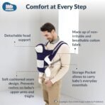 Kids Station Baby Carrier with 6 Carry Positions, Patented Design, Baby Carrier made up of Cotton, Designed for Indian Environment, Adjustable New-Born to Toddler Carrier, Max Weight Up to 15 Kgs (Blue, Cuddle Times) - Fast Shipping to USA & Canada - Image 3