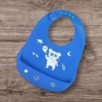 First Kick Baby Silicone Bibs | Feeding & Weaning Bibs for Babies & Toddlers | Waterproof, Washable, Reusable | Easy Clean, Non-Messy, Adjustable Neckline with Buttons | Pack of 2(Grey & Royal Blue) - Fast Shipping to USA & Canada - Image 4