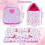 Infantbond Designer Mattress with Net & Carry Bed (Star & Moon Pink) ? Fast Shipping to USA & Canada - Image 3