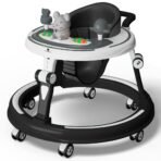 StarAndDaisy 360 Baby Walker 6-24 Months / 7 Level Height Adjustment Walker for Kids Boy and Girl with Switchable Food & Musical Toy Tray/Premium Baby Activity Walker - Black - Fast Shipping to USA & Canada