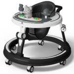 StarAndDaisy 360 Baby Walker 6-24 Months / 7 Level Height Adjustment Walker for Kids Boy and Girl with Switchable Food & Musical Toy Tray/Premium Baby Activity Walker - Black - Fast Shipping to USA & Canada