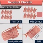 TEMPERIA (8 pcs) Heatless Hair Curler Roller with Clips for Women - Premium Velcro Rollers for Curling Hair - Lightweight and Portable No Heat Hair Curl Tools (Random Colors) - Fast Shipping to USA & Canada - Image 3