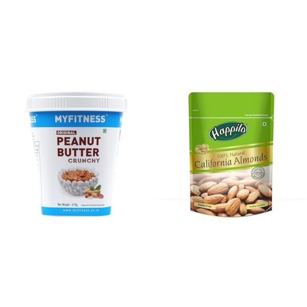 MYFITNESS Original PB Crunchy 510g | Protein & Happilo Almonds 200g - Fast Shipping to USA & Canada