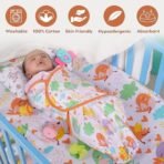 A Baby Cherry Fitted Crib Sheet 100% Organic Jersey Cotton 125 * 65CM, 2 Pack Super Soft and Cozy Crib Cover Set for Toddler Mattress, Crib Bedsheet for Boys & Girls, Bird & Jungle - Fast Shipping to USA & Canada - Image 7