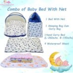 Infantbond Combo Baby Bed with Net & 4 Waterproof Sheets (Moon Blue) ? Fast Shipping to USA & Canada - Image 3