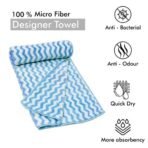 First Kick Luxury Microfiber Bath Baby Towel Super Absorbent, Fade-Resistent, Ultra Soft (Zig-Zag) - L 110 cm x B 50 cm - Sky Blue - Fast Shipping to USA & Canada - Image 4