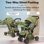 StarAndDaisy Foldable Baby Stroller for 0-3 years Infant & Toddler / Travel Pram for Baby with 360? Swivel Lockable Front Wheels , Multi-Level Recline & Adjustable Footrest, Removable Tray , Safety Harness Belt -Grey - Fast Shipping to USA & Canada - Image 3