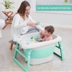 StarAndDaisy Baby Bath tub for 0 to 5 Years, 2-in-1 Bathub for Kids, Foldable tub with Cushion and Bathing Chair for Boys & Girls, Fast Drainage & Space Saving Design -Green - Fast Shipping to USA & Canada - Image 5