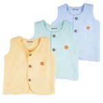 1ST STEP Button Type 100% Muslin Colored Jhablas (New Born, Multicolor 1) - Fast Shipping to USA & Canada