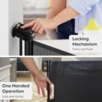 A Baby Cherry - Baby Saftey Gate Retractable | Stairs & Pet Safety | Wide Mesh Gate 33" Tall | Expandable 55" | Indoor/Outdoor, Childproof Auto Lock (Black) - Fast Shipping to USA & Canada - Image 4
