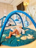 haus & kinder Baby Playgym For Babies|Activity Play Gym Mat With 5 Hanging Toys|Foldable&Durable Cotton Play Mat|Baby Crawling Mats For Floor For 0 To 24 Months (Spacewalk)Navy Blue,Pack Of 1 - Fast Shipping to USA & Canada - Image 6