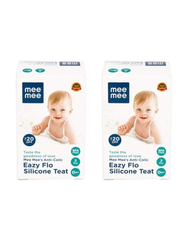 Mee Mee Anti-Colic Easy Flo Silicone Teat - Large - Pack of 2 (4 Pieces) - Fast Shipping to USA & Canada