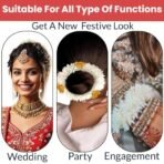 Temperia (2 Pcs) Scented Mogra Gajra Hair Accessories For Women & Girls - Hair Flower Bun Artificial Fake Gajra Scrunchies Rubber Band - Premium & Voluminous, 1 Pc Yellow Petals & 1 Pc White - Fast Shipping to USA & Canada - Image 7