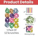 TEMPERIA (12 pcs) Silk Satin Scrunchies For Women & Girls - Stylish Luxury Ponytail Rubber Band Ties for Hair - Light Colours Same As Shown (MN02) - Fast Shipping to USA & Canada - Image 3