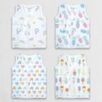 1ST STEP 100% Soft Muslin Cotton Side Knot Baby Jhabla - Pack of 4 - Set 1 - New Born - Fast Shipping to USA & Canada - Image 2