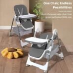 StarAndDaisy Galaxy Star High Chair For Baby Girls & Boys,Multifunction 6 In 1 Feeding Chair With Height Adjustment,One Click Fold,Detachble Food Tray,Reclining Seat 6 Months To 5 Years Kids(Grey) - Fast Shipping to USA & Canada - Image 3