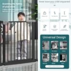 StarAndDaisy Baby Safety Gate/Safety Gate for Kids Home with Two Way Auto Close, No Dril Requried/Staircase Gate Baby Safety Retractable Door with Adjustable Linkage Lock. (Black 83-97CM) - Fast Shipping to USA & Canada - Image 3