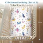 A Baby Cherry Fitted Crib Sheet 100% Organic Jersey Cotton 125 * 65CM, 2 Pack Super Soft and Cozy Crib Cover Set for Toddler Mattress, Crib Bedsheet for Boys & Girls,Animal - Fast Shipping to USA & Canada - Image 3