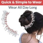 TEMPERIA Hair Accessories For Women & Girls Stylish for Wedding - Artificial Flowers & Pearl Style Juda Bun Accessories - Floral Bridal Brooch & Hair Pins - Hairstyle Decoration Bride Clips (MN105) - Fast Shipping to USA & Canada - Image 5