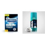 Gillette Men Mach Turbo 3 Shaving Blades- Pack Of 6 (Cartridges) & Classic Sensitive Shave Foam - 418 G (33% Extra) - Fast Shipping to USA & Canada