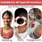 Temperia (2 Pcs) Scented Mogra Gajra Hair Accessories For Women & Girls - Hair Flower Bun Artificial Fake Gajra Scrunchies Rubber Band - Premium & Voluminous, Red Petals - Fast Shipping to USA & Canada - Image 7