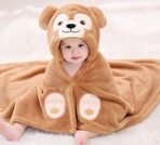 First Kick Baby Blankets New Born Combo Pack of Hooded Wrapper Durable Flannel Wool Sleeping Bag and Baby Bath Towel for 0-6 Months Baby Boys and Baby Girls Pack of 2 Camel Monkey - Fast Shipping to USA & Canada - Image 3
