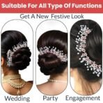 TEMPERIA Hair Accessories For Women & Girls Stylish for Wedding - Artificial Flowers & Pearl Style Juda Bun Accessories - Floral Bridal Brooch & Hair Pins - Hairstyle Decoration Bride Clips (MN105) - Fast Shipping to USA & Canada - Image 7