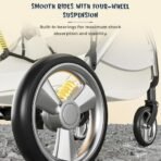 StarAndDaisy Coballe Baby Stroller, 2 in 1 High Landscape Convertible Reversible Bassinet Pram for Infant, Foldable Aluminum Alloy Pushchair with Adjustable Backrest, 3D Suspension (Green) - Fast Shipping to USA & Canada - Image 6