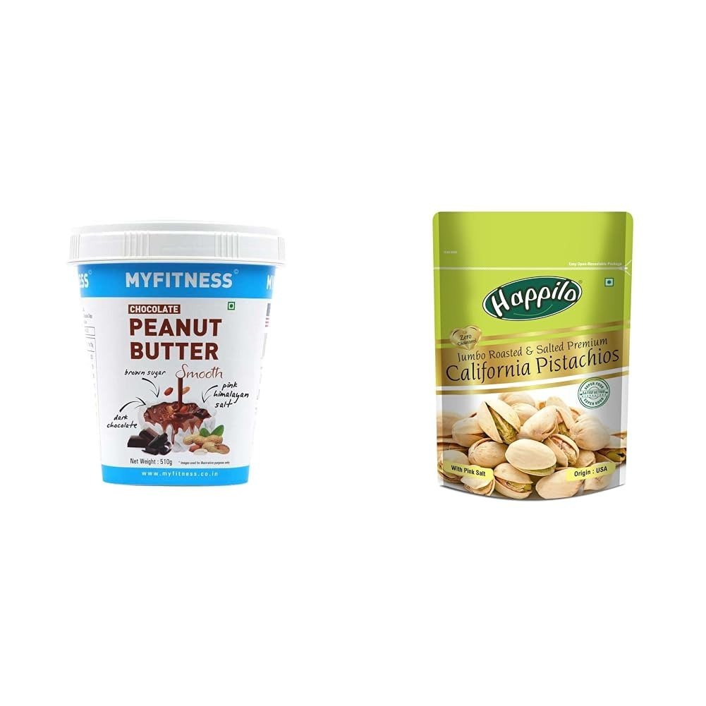 51vI2l16lRL-1.jpg MYFITNESS Chocolate PB Smooth 510g & Happilo Pistachios 200g - Fast Shipping to USA & Canada - Image 1