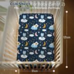 A Baby Cherry Fitted Crib Sheet 100% Organic Jersey Cotton 125 * 65CM, 2 Pack Super Soft and Cozy Crib Cover Set for Toddler Mattress, Crib Bedsheet for Boys & Girls - Fast Shipping to USA & Canada - Image 3