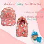Infantbond Born Baby Bed with Net & Carry Bag (Peach Teddy) ? Fast Shipping to USA & Canada - Image 3
