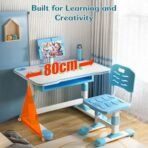 StarAndDaisy Kids Study Table Functional Desk Chair Set 3-12years Boys Girls/Kids Chair & Table with Height Adjustable/Study Table with Bookholder, Lamp, Storage Box (K80-Blue-) - Fast Shipping to USA & Canada - Image 4