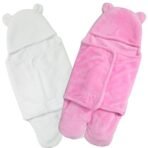 First Kick Baby Blankets New Born Pack of Double Layered Wrapping Sheet Cum Wrapper Durable Fleece Polyester Blanket Pink White - Fast Shipping to USA & Canada