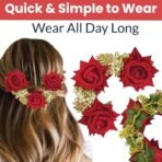 TEMPERIA (1pc) Hair Accessories For Women & Girls Stylish for Wedding - Artificial Flowers & Pearl Style Juda Bun Accessories - Floral Bridal Brooch & Hair Pins - Hairstyle Decoration Bride Clips - Fast Shipping to USA & Canada - Image 5