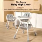 StarAndDaisy High Chair for Baby/Baby Feeding Chair for 0 to 5 Years with 5 Point Safety Belt/High Chair with Seat Recline, Height Adjustable & Detachable Tray with Wheel (Grey) - Fast Shipping to USA & Canada - Image 3