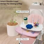 StarAndDaisy Galaxy Star High Chair For Baby Girls & Boys,Multifunction 6 In 1 Feeding Chair With Height Adjustment,One Click Fold,Detachble Food Tray,Reclining Seat 6 Months To 5 Years Kids(Pink) - Fast Shipping to USA & Canada - Image 7