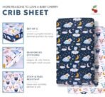 A Baby Cherry Fitted Crib Sheet 100% Organic Jersey Cotton 125 * 65CM, 2 Pack Super Soft and Cozy Crib Cover Set for Toddler Mattress, Crib Bedsheet for Boys & Girls - Fast Shipping to USA & Canada - Image 4