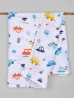 Mom's Home Organic Cotton Dohar Cum Triple Layer Swaddle - 0-2 Years - CAR - Fast Shipping to USA & Canada
