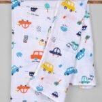 Mom's Home Organic Cotton Dohar Cum Triple Layer Swaddle - 0-2 Years - CAR - Fast Shipping to USA & Canada