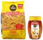 DiSano Pastalicious 100% Durum Wheat Penne Pasta, 1kg & DiSano Pure Honey 500 g (pack of 1) - Fast Shipping to USA & Canada