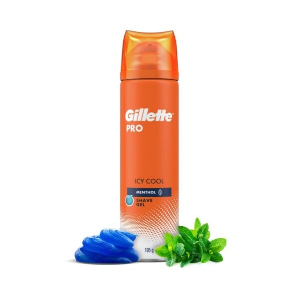 Gillette PRO SHAVING GEL ICY COOL WITH MENTHOL-195gram, White - Fast Shipping to USA & Canada
