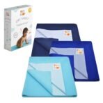 Tidy Sleep Instadry Anti-Piling Fleece Extra Absorbent Quick Dry Sheet for New Born Babies, Cotton Bed Protector Mattress Pack of 3 RBlue-NBlue-SBlue Medium (100x70) cm - Fast Shipping to USA & Canada