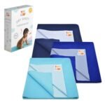 Tidy Sleep Instadry Anti-Piling Fleece Extra Absorbent Quick Dry Sheet for New Born Babies, Cotton Bed Protector Mattress Pack of 3 RBlue-NBlue-SBlue Medium (100x70) cm - Fast Shipping to USA & Canada