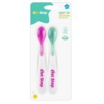 1st Step BPA Free Heat Sensitive Soft Tip Spoon (Pink & Green) - Fast Shipping to USA & Canada