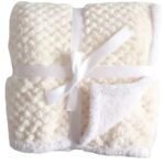 First Kick New Born Super Soft Baby Blanket Wrapper Sheet Cum Baby Blanket for Baby Boys, Baby Girls, Babies (100cm x 80cm, Pearl White, Fleece, lightweight)| TC - 360 - Fast Shipping to USA & Canada