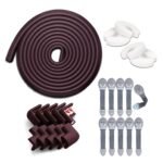 Kids Station Baby Safety Kit- 5 Meter Safety Strip + 8 Corner Guards + 4 Door Stoppers + 10 Child Safety Locks for Drawers, All-in-one Baby Proofing Kit (5 Meter Edge Protector Kit (Brown + Grey)) - Fast Shipping to USA & Canada