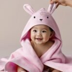 TIDY SLEEP Hooded Baby Bath Towel for New Born, Super Soft, Highly Absorbent, Toddler Bath Towel 68X130 cm Pink Bunny - Fast Shipping to USA & Canada
