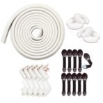 Kids Station Baby Safety Kit- 5 Meter Safety Strip + 8 Corner Guards + 4 Door Stoppers + 10 Child Safety Locks for Drawers, All-in-one Baby Proofing Kit (5 Meter Edge Protector Kit (White + Brown)) - Fast Shipping to USA & Canada